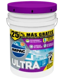 IMPERMEABILIZANTE ACRÍLICO FOTOSENSIBLE FIBRATADO BLANCO 12 AÑOS IMPAC ULTRA 12 23.7L